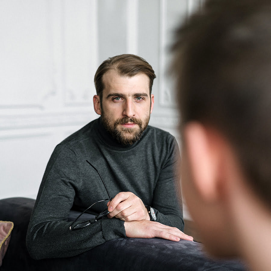 Man having counselling for addiction